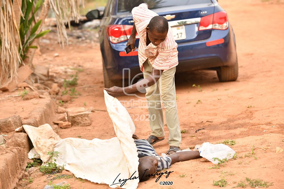 Photos: Man, 40, Killed and Dumped By Unidentified Vehicle At Agormanya