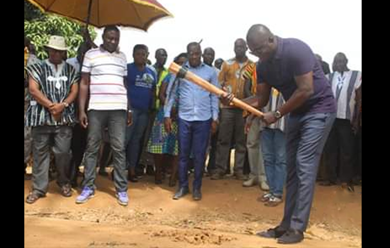 Kwahu: Bryan Acheampong Cuts Sod For An 8km Road Construction