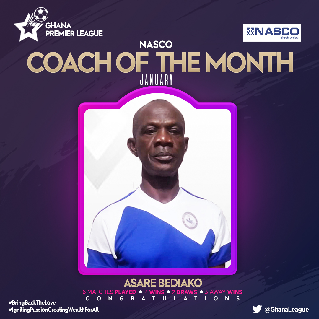 Brekum Chelsea's Asare Bediako Wins NASCO Coach of the Month for January