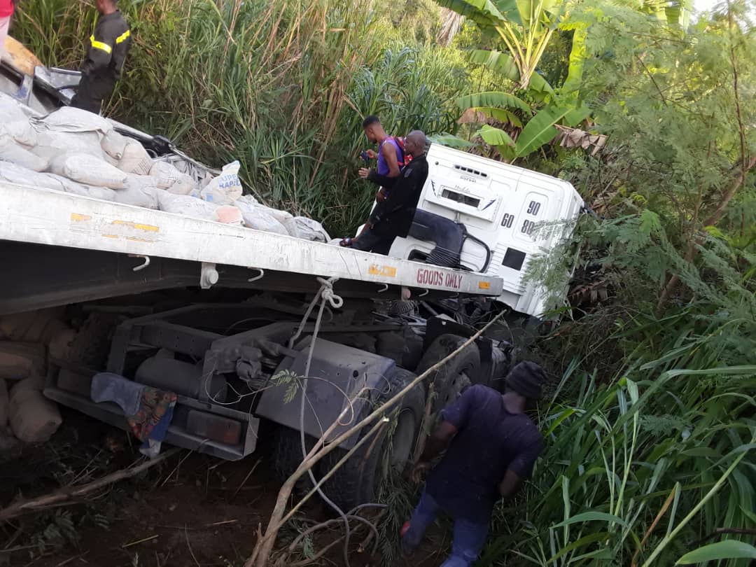 Driver Dies as Trailer Truck Drags Taxi In Deadly Accident at Asuboi