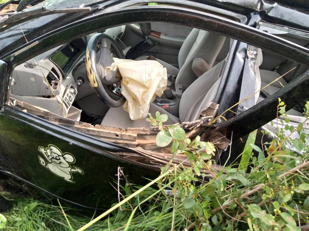 Driver Dies after Crushing Car into Rock on Kwahu Adawso Road