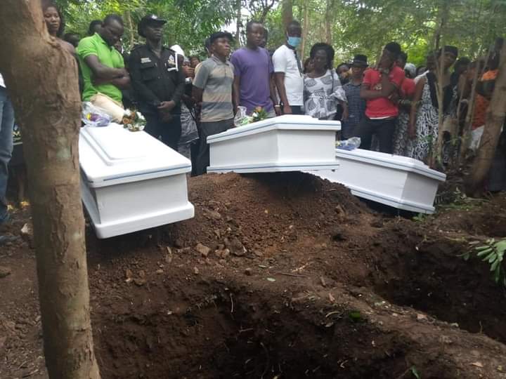 Tears Flow as 3 Siblings Who Died In Somanya Fatal Accident Buried