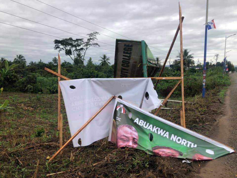 Abuakwa North NDC PC Billboards Destroyed ahead Prof. Naana Visit