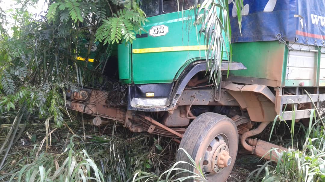 Cargo Truck Driver, Mate Escape Death In Near-Fatal Accident On Akyem Manso Road