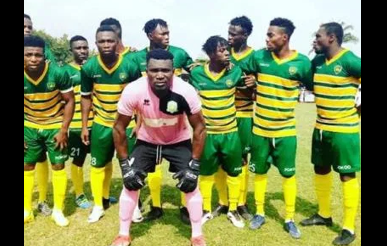 Ebusua Dwarfs Goalkeeper Razak Issah Reacts After Scoring From Set-Piece