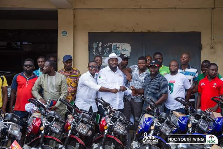 NDC National Youth Organizer Donates Motorbikes to 33 Constituencies in E/R