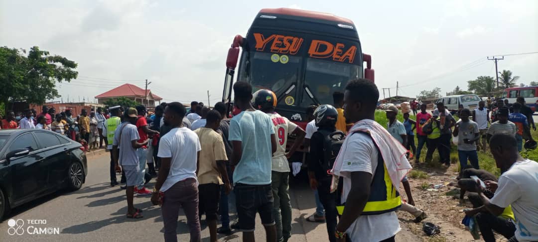 VIP Bus Crushes Motorbike Rider to Death at Nsawam