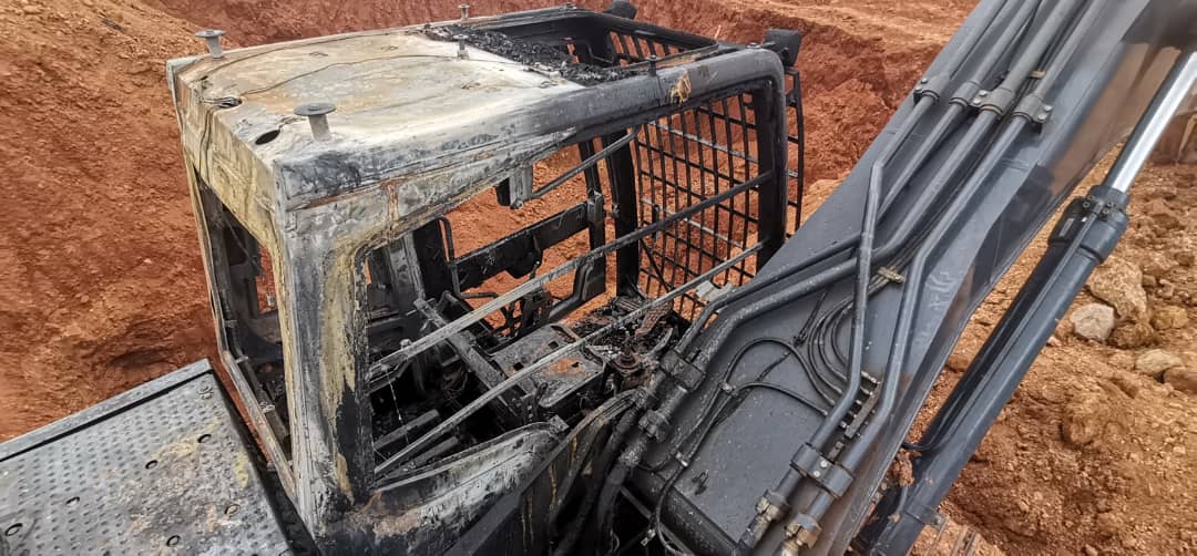 Kyebi Police Invade Community Mining Site, Set Two Excavators Ablaze