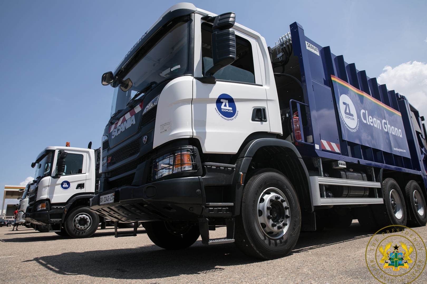 Akufo-Addo Unveils 101 New Waste Management Trucks & 25 Disinfection Trucks