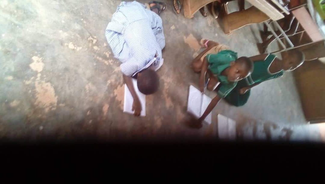 Pupils of Ayeboafo D/A School in Akyemansa Learn On the Floor