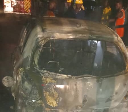 Unregistered Car Catches Fire While Moving