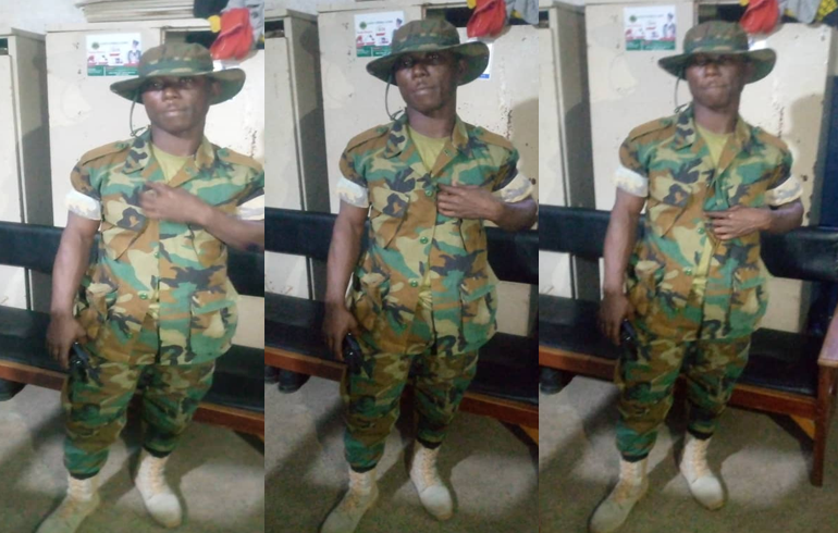 Video: Fake Soldier Caged By Police At Gomoa Budumburam