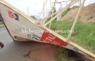 Continuous Falling of Agric Minister's Campaign Billboard Obstructing Motorists