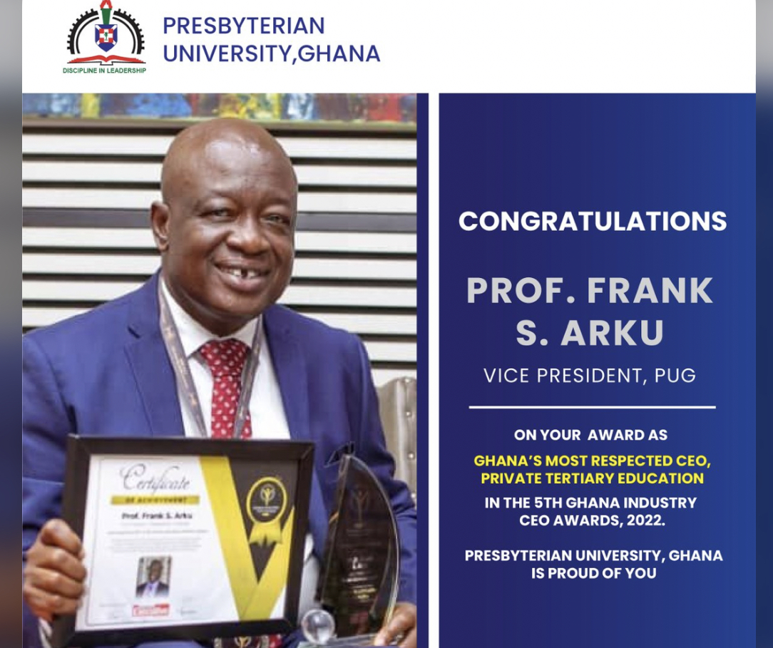 Prof Frank Arku Adjudged Ghana’s Most Respected CEO, Private Tertiary Education