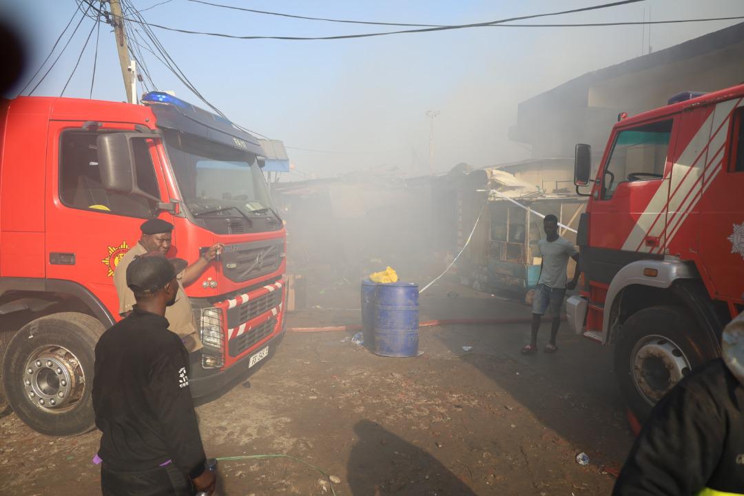 Breaking News: Fire Outbreak At Koforidua Central Market Contained By Firefighters