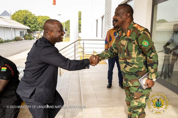 Lands Ministry Delegation Interact With Chief of Defence Staff Over Galamsey and Green Ghana Project