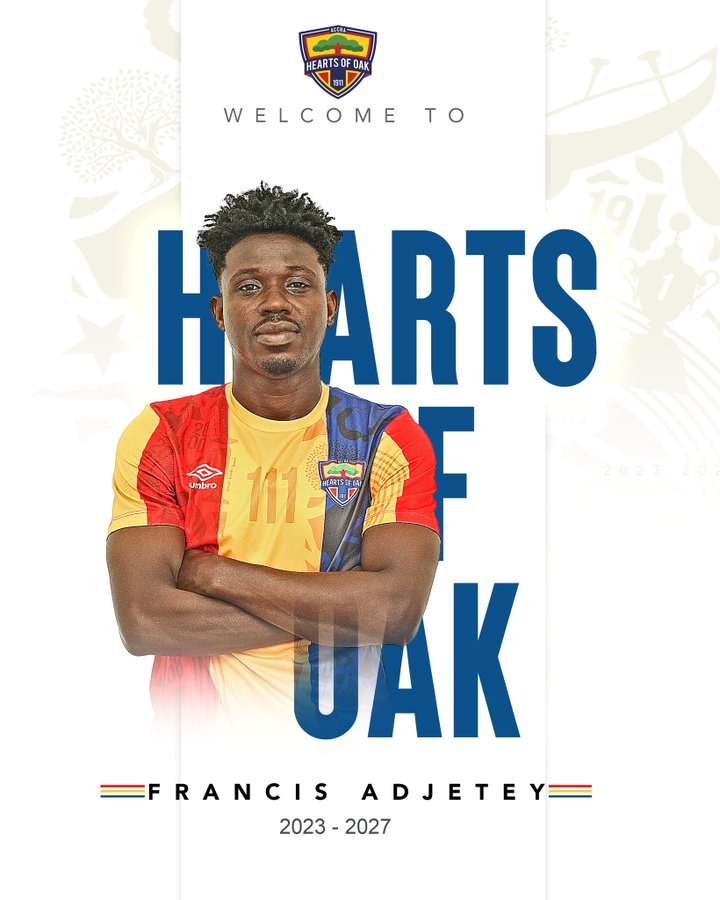 GPL: Hearts Of Oak Announce Signing Of Defender Francis Adjetey