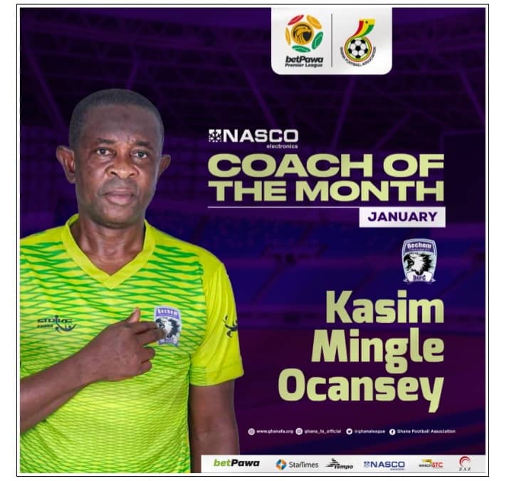 Bechem United Trainer Kasim Ocansey Mingle WinsGPL Coach Of The Month For January