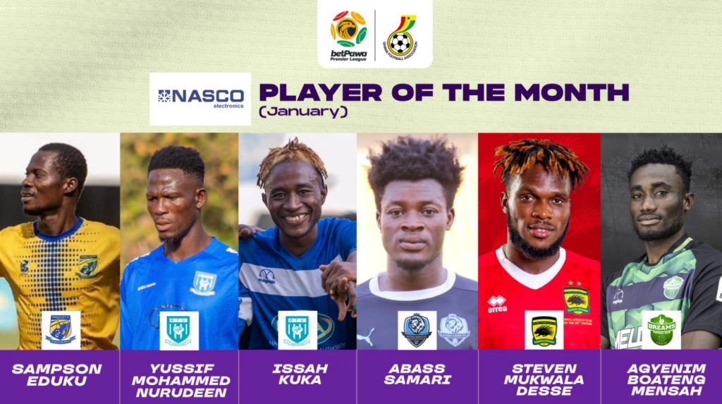 GPL: Ghana FA Shortlist Six Players For January Player Of The Month Award