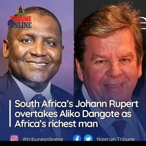 South Africa’s Johann Rupert Overtakes Aliko Dangote As Africa’s Richest Man