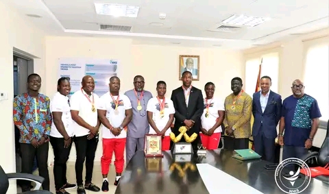 Executives Of Ghana Armwrestling Federation Visits NHIA CEO