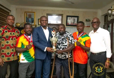 Ghana Wheelchair Softball Federation Presents Trophy To Sports Minister