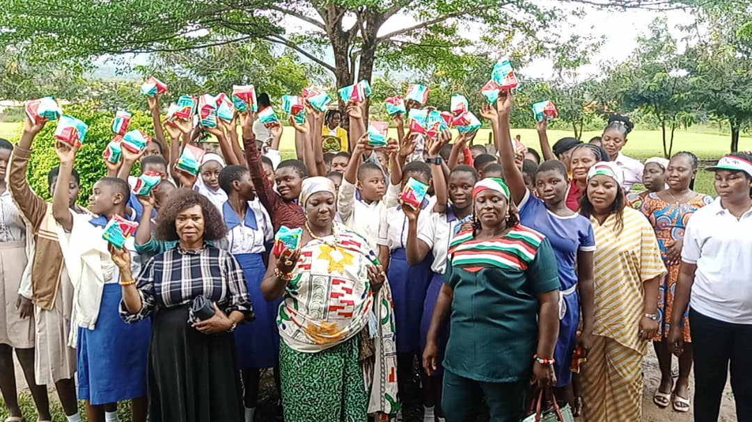 Western North: Bibiani Anhwiaso Bekwai NDC Women's Wing Supports School Girls With Sanitary Pads