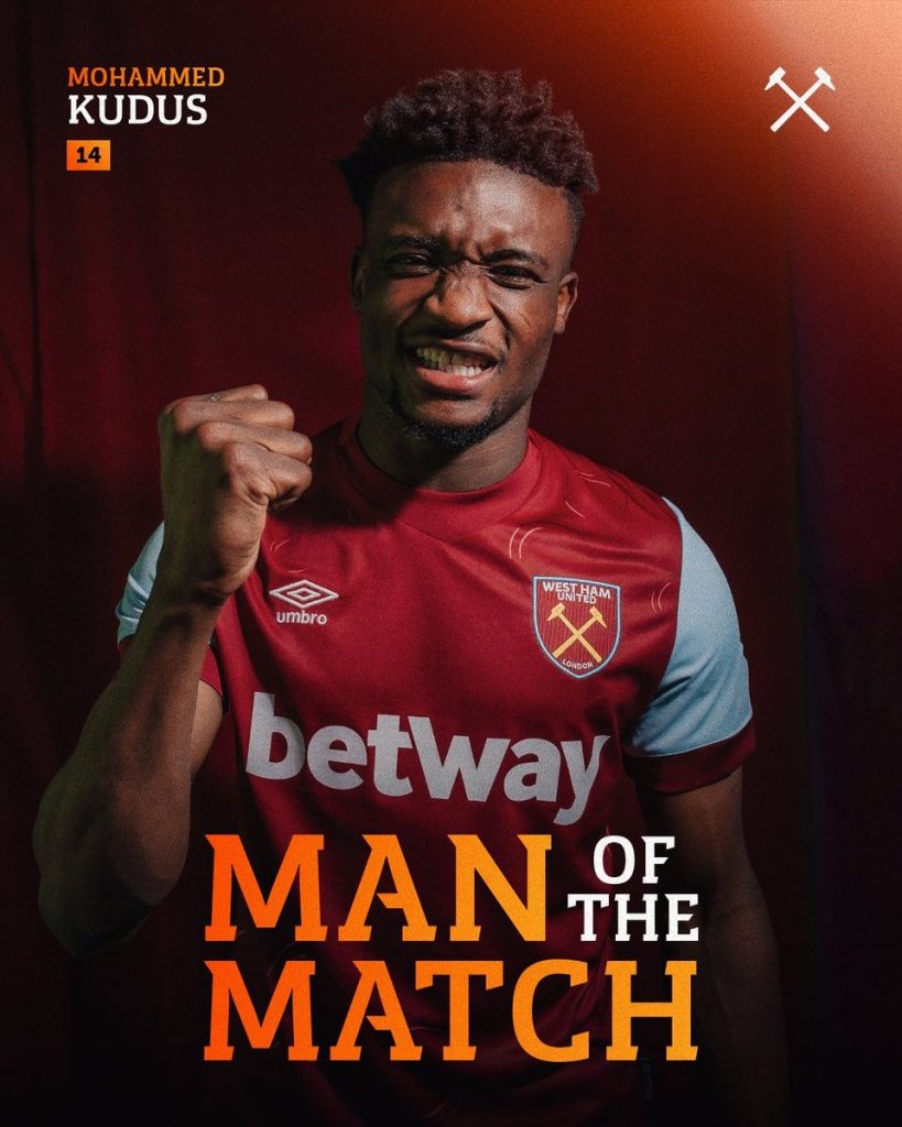 Ghana Star Mohammed Kudus Makes Instant Impact In West Ham United Full Debut