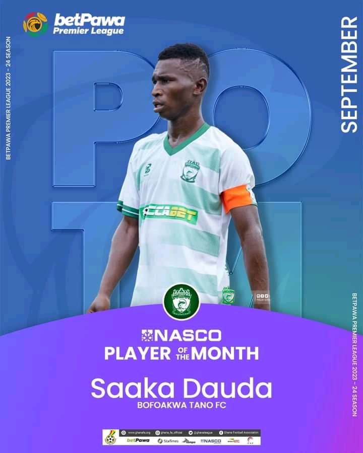 Bofoakwa Tano Captain Saaka Dauda Named GPL Player Of The Month