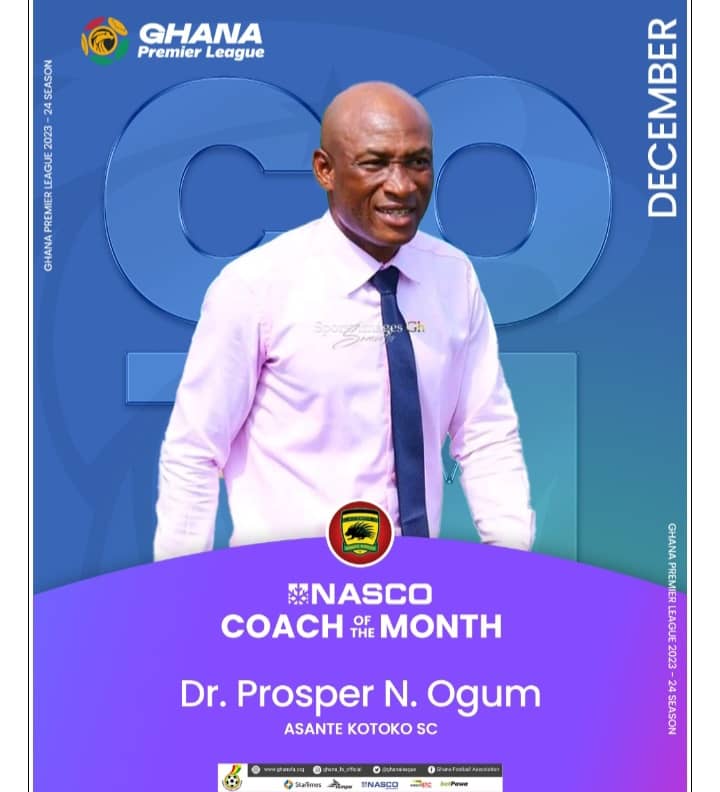 GPL: Kotoko’s Prosper Narteh Ogum Named December Coach Of The Month