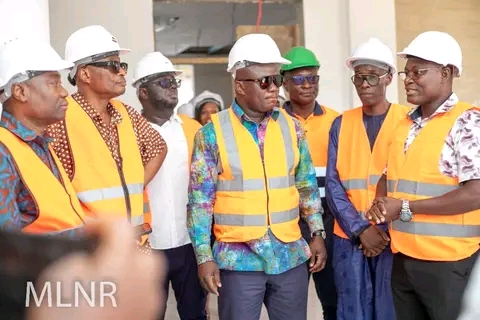 Lands Minister Inspects Work On Minerals Commission Ultra-Modern Office Complex