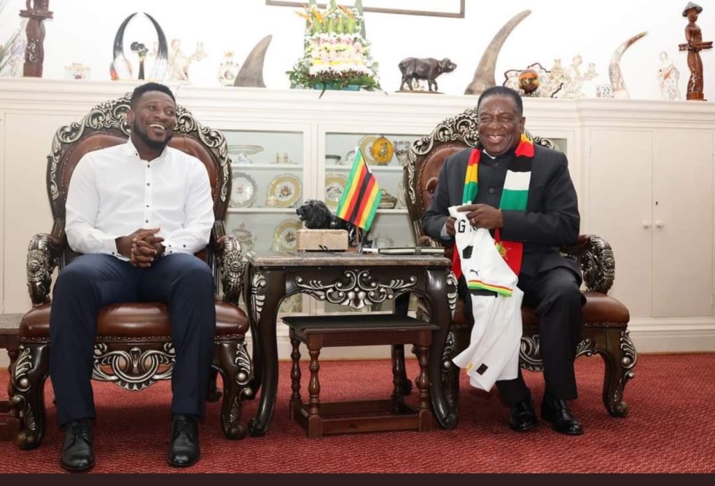 Asamoah Gyan Meets Zimbabwe President Mnangagwa