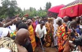 E/R:Ida Adjoa Asiedu Fixes Ayensuano Street Lights As DCE Cut Sod For The Construction of New Police Station