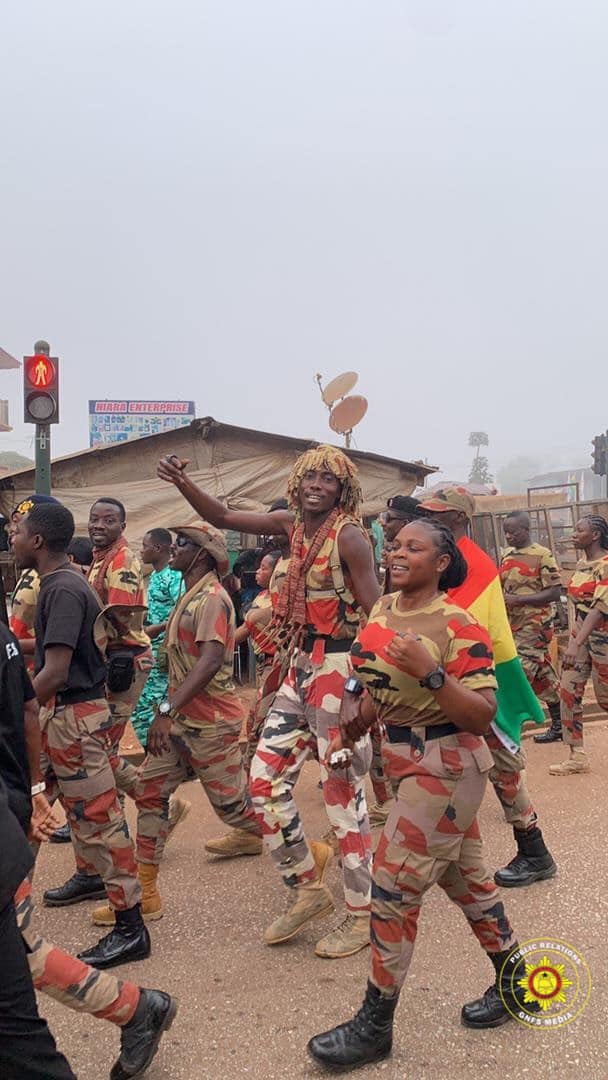 Bono East: GNFS Embarks On A Peace Walk Ahead Of Saturday's General Elections