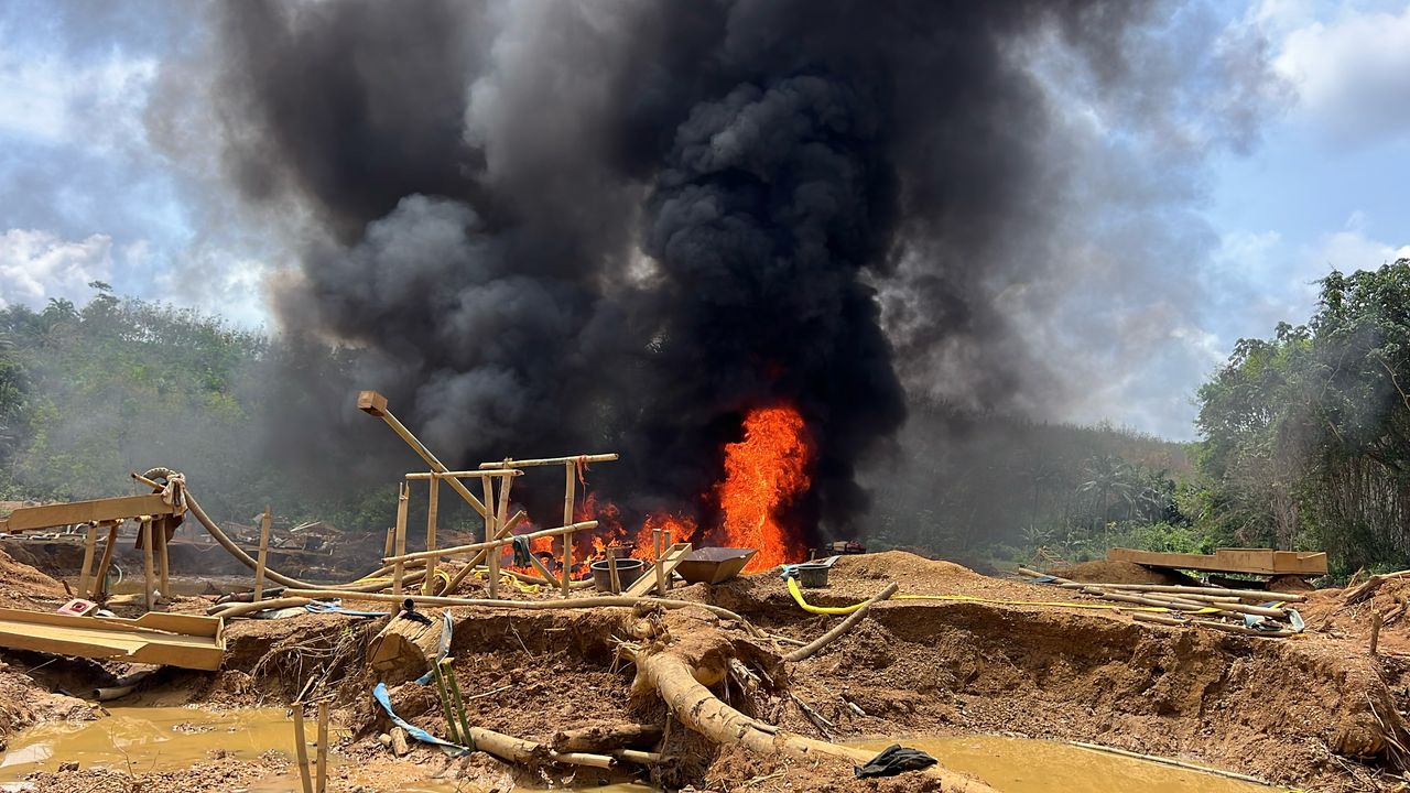 Headline: 56 Arrested In Massive Crackdown On Illegal Mining In Tarkwa Nsuaem