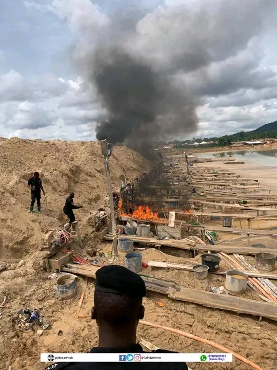Illegal Mining: Police Disable Over 120 Chanfang Machines, Arrest 13 At Wassa Gyapa