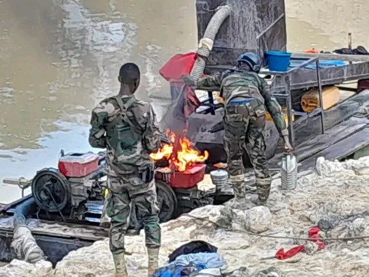 Anti-Galamsey Taskforce Strikes Hard: Burns Down Illegal Mining Camp, 12 Excavators Seized, In Offin Shelter Belt Reserve