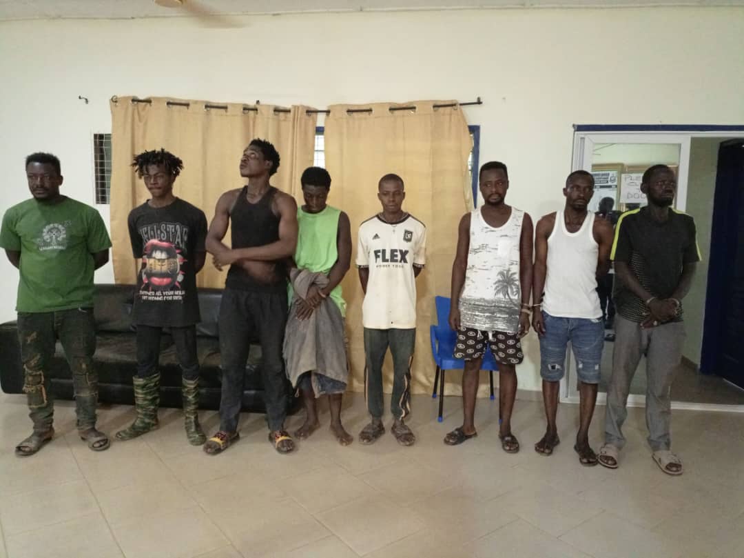 Central North Police Command Arrest 3 Burkinabes, 5 Ghanaians For Engaging In Illegal Mining At Ayanfuri