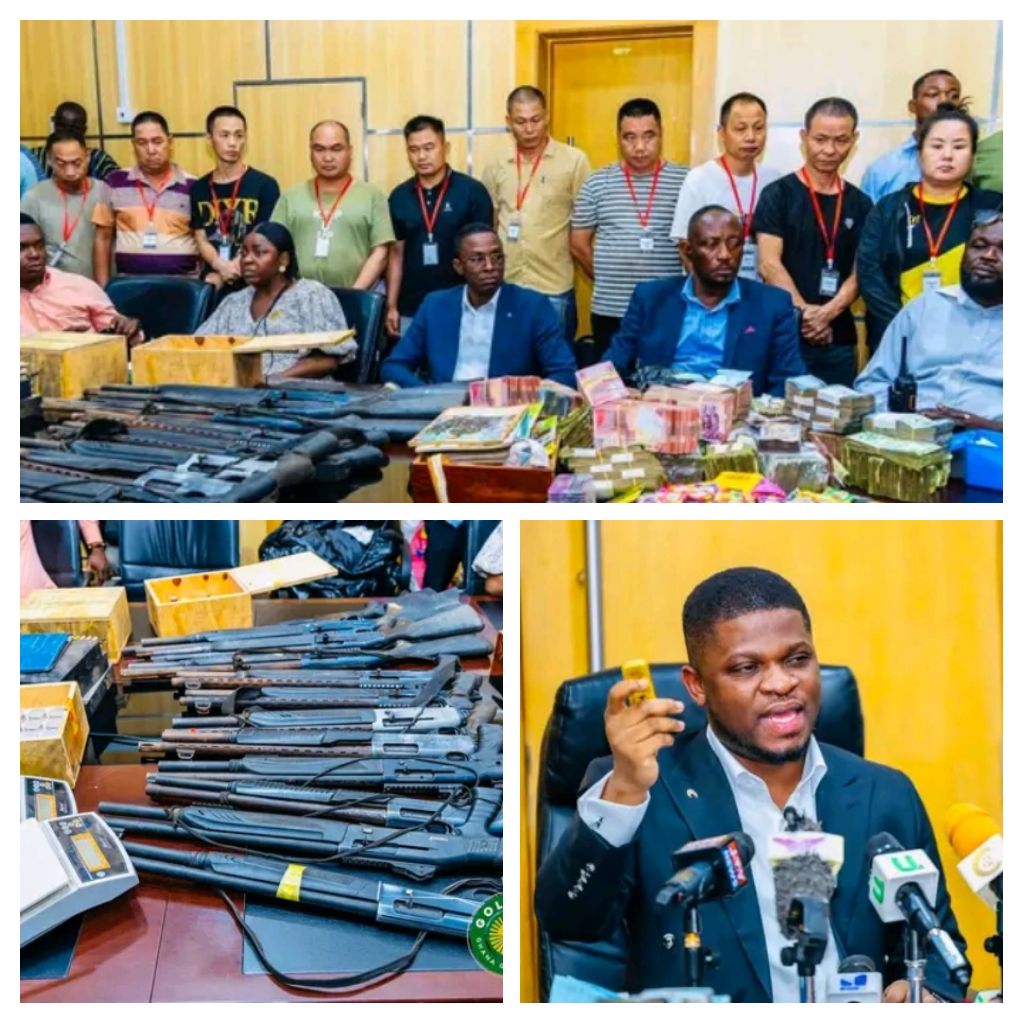 W/R: Ten Chinese Nationals Arrested For Smuggling Gold; GHC1.3 Million Cash And Guns Retrieved