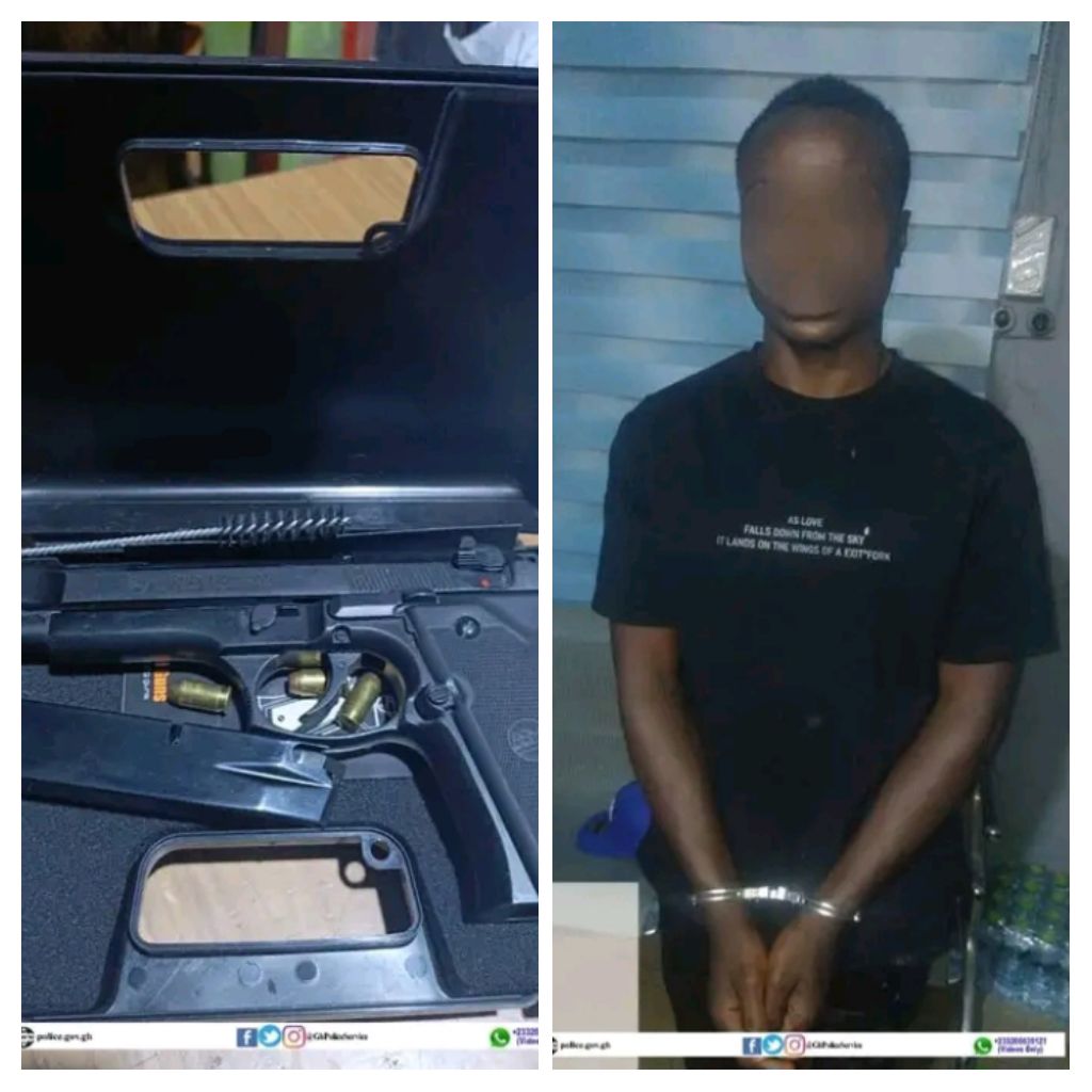 Police Arrest Young Man With Pistol And Ammunition At Obuasi