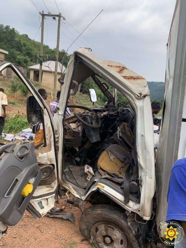Fire Service Personnel Rescue 3 Persons Trapped In A Near Fatal Crash On Adukrom-Somanya Road