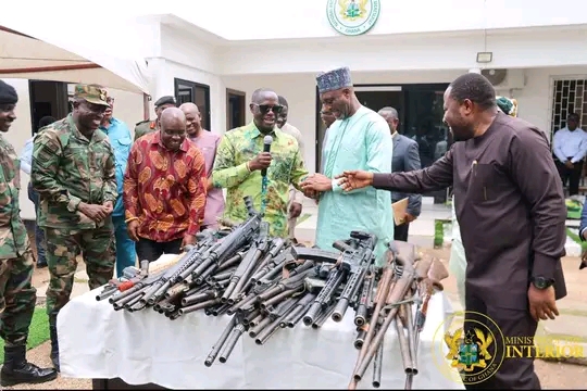 NAIMOS: Seized Firearms From Illegal Miners Handed Over To The Interior Ministry